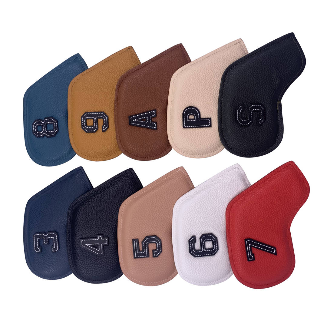 Premium Litchi-Pattern PU Golf Iron Sets Headcovers